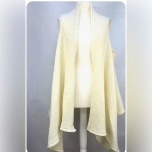 ZARA ECRU LONG WATERFALL DRAPED KNIT VEST WAISTCOAT JACKET UNIQUE SIZE RARE